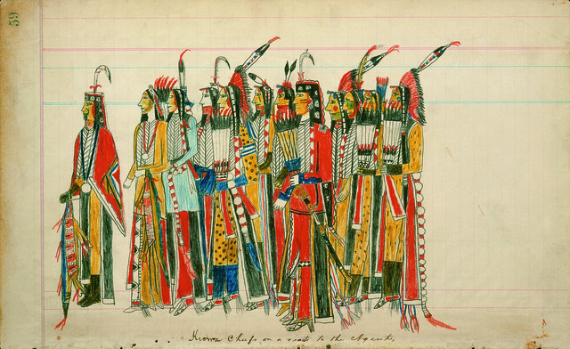 Kiowa Tribe traditional ledger art