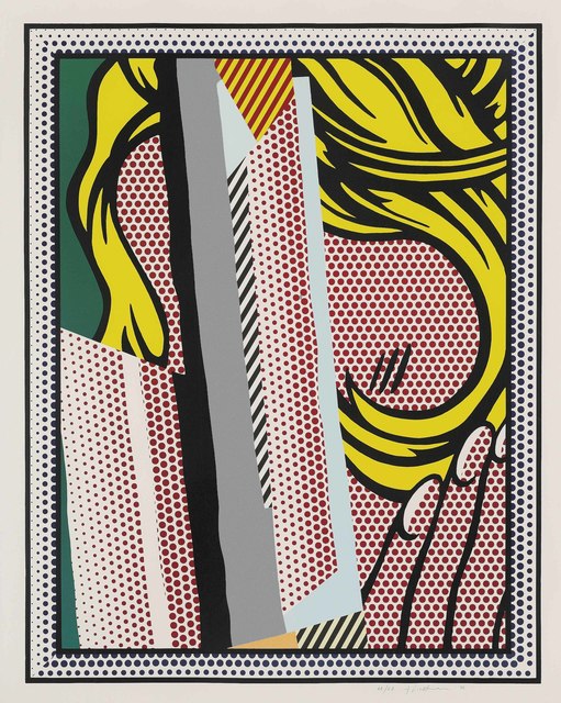 Roy Lichtenstein, ‘Reflections on Hair, from: Reflections Series’, 1990, Print, Lithograph, screenprint and woodcut in colours, with metalized PVC collage with embossing on Somerset paper, Christie's