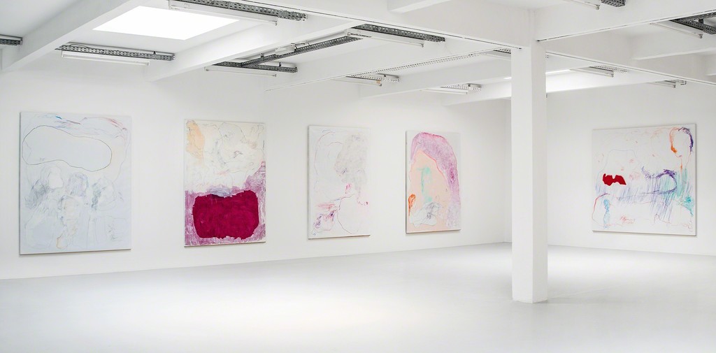 Gonn Mosny, exhibition view, 2017. From left: Gonn Mosny, 2016, LW 213 200 cm x 165 cm / 2015, LW 199 200 cm x 149 cm / 2016, LW 210 200 cm x 140 cm / 2016, LW 223 200cm x 150cm / 2017, LW 236 200 cm x 215 cm, courtesy by the artist and Volker Diehl Gallery. Photo: Verena Nagl Gonn Mosny, exhibition view, 2017. From left: Gonn Mosny, 2016, LW 213 200 cm x 165 cm / 2015, LW 199 200 cm x 149 cm / 2016, LW 210 200 cm x 140 cm / 2016, LW 223 200cm x 150cm / 2017, LW 236 200 cm x 215 cm, courtesy by the artist and Volker Diehl Gallery. Photo: Verena Nagl
