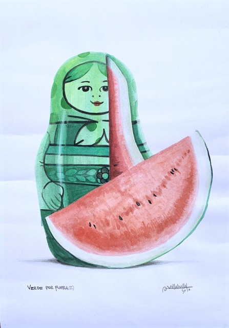 Camilo Villalvilla, ‘Vende Por Fuera II (Sells Outside)’, 2018, Drawing, Collage or other Work on Paper, Watercolor on paper, Discoveries In Art