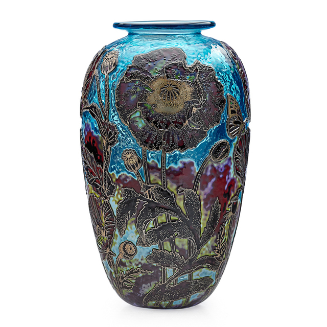 Jonathan Harris, ‘Vase With Poppies, England’, 2011, Design/Decorative Art, Acid-Etched, Enameled and Fire-Polished Cameo Glass, Rago/Wright