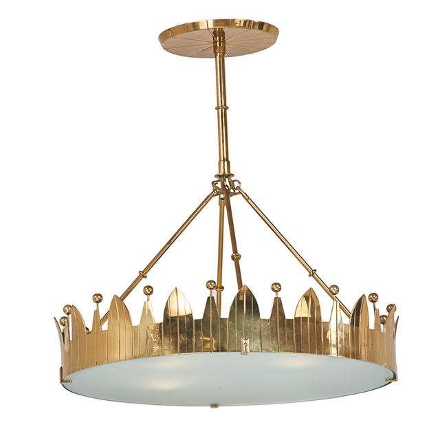 Tommi Parzinger, ‘Chandelier, New York’, 1950s, Design/Decorative Art, Polished Brass, Frosted Glass, Four Sockets, Rago/Wright
