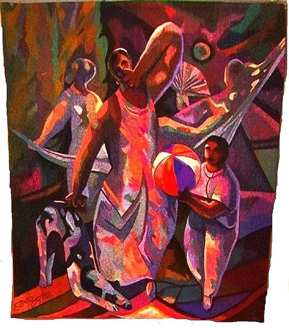 Enrique Magana, ‘Very Large Colorful Mexican Modernist Hand Woven Tapestry’, 1990-1999, Lions Gallery