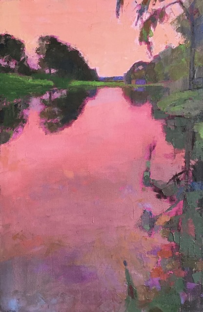 Larry Horowitz Radiant Pink Sunset Oil Painting Of A Pink Sky Reflecting On Water Available For Sale Artsy