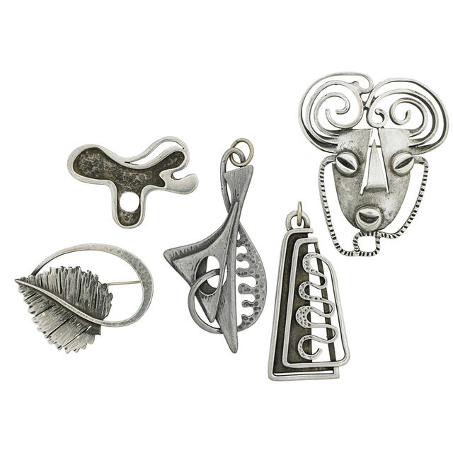 Frank Rebajes, ‘Two Pendants And Three Brooches, New York’, Rago/Wright