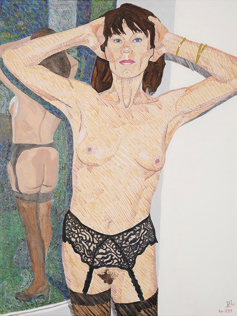 Richard Larter, ‘Gina + 4’, 1993, Painting, Acrylic, gesso, metalic paint and glitter on canvas, Charles Nodrum Gallery