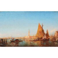 Fishing boats in the Bacino, Venice, the Palazzo Ducale and the Campanile beyond