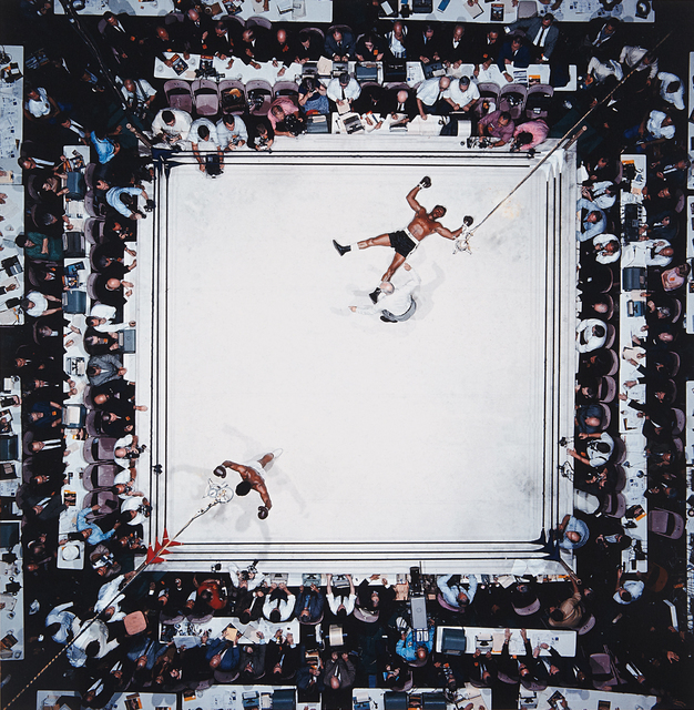 Neil Leifer, ‘Aerial of Muhammad Ali victorious after his round two knockdown of Cleveland Williams during the 1966 World Heavyweight Title fight at the Astrodome, Houston, Texas, November 14’, 1966, Photography, Chromogenic print, printed later, Phillips