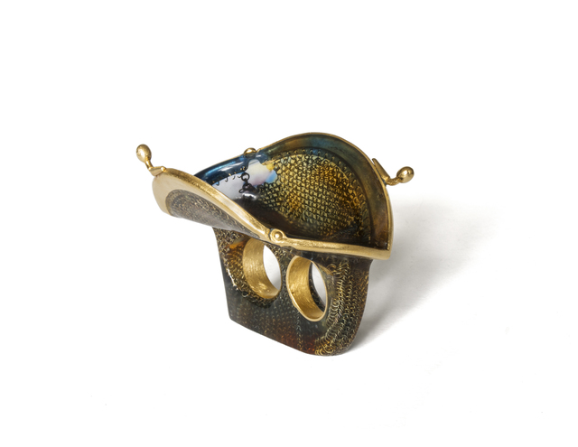 Petra Zimmermann, ‘No title, double ring’, 2018, Fashion Design and Wearable Art, Polymethyl methacrylate, partly fine gilded alpacca & silver, TRECE SIN 3