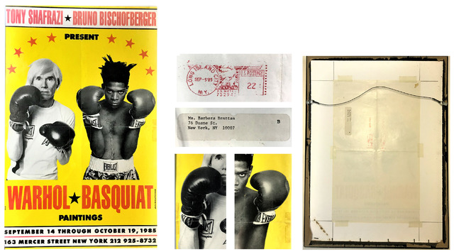 Jean-Michel Basquiat, ‘andy WARHOL & jean-michel BASQUIAT "Warhol Basquiat Paintings", Exhibition Invitation/ Mailer/ Poster, Tony Shafrazi Gallery NYC, POST MARKED’, 1985, VINCE fine arts/ephemera