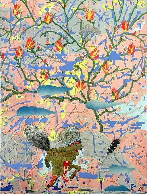 Lou Beach, ‘Love-Wonder-Beauty-Paradise’, 2018, Drawing, Collage or other Work on Paper, Collage of printed ephemera, feather, Craig Krull Gallery