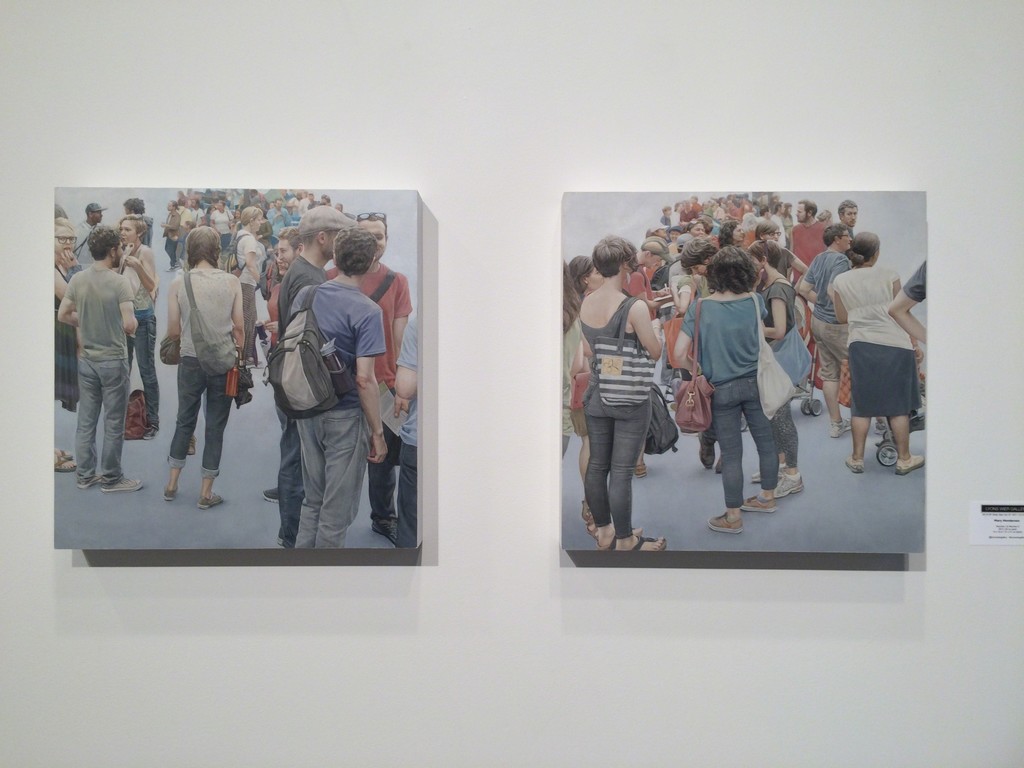 Mary Henderson, "Marchers I" and "Marchers II", oil on panel Mary Henderson, "Marchers I" and "Marchers II", oil on panel