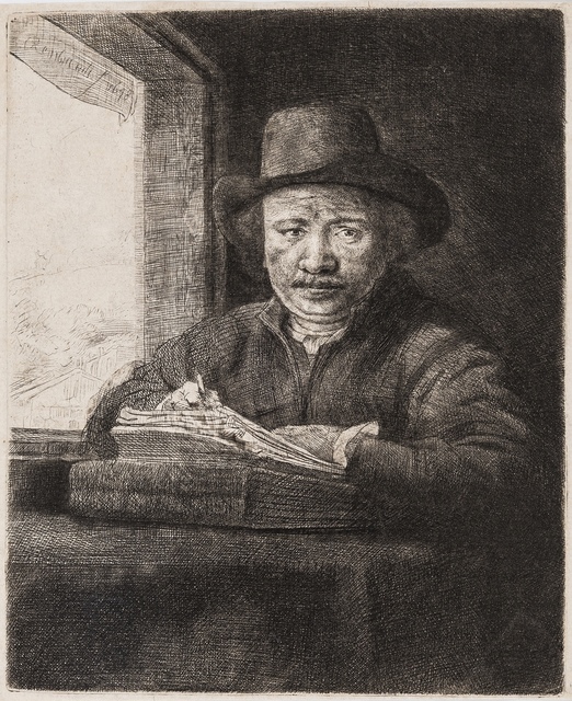 Rembrandt van Rijn SelfPortrait etching at a Window Artsy