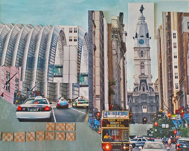 Arlene Solomon, ‘The Big Bus’, 2016, Drawing, Collage or other Work on Paper, Mixed media photo collage, InLiquid