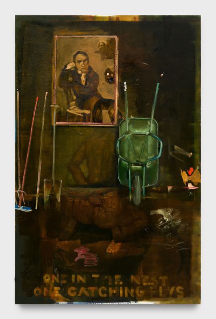 Matthieu Ronsse, ‘One in the nest One catching flys’, 2018, Painting, Oil on canvas, Almine Rech