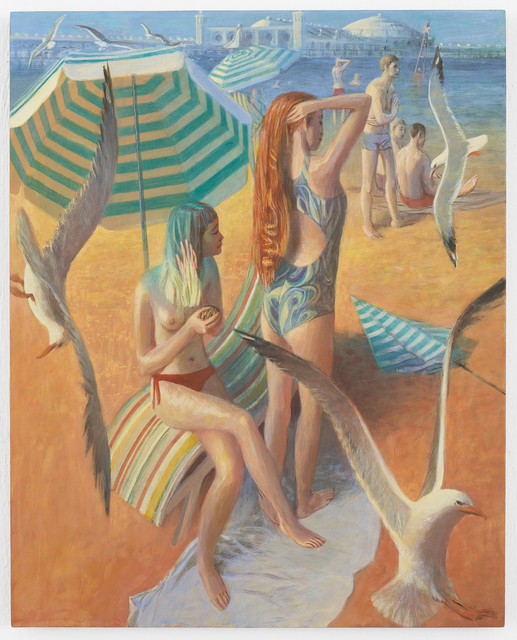 Benjamin Senior, ‘A Beach Scene’, 2018, Painting, Egg tempera on cotton on plywood, Monica De Cardenas