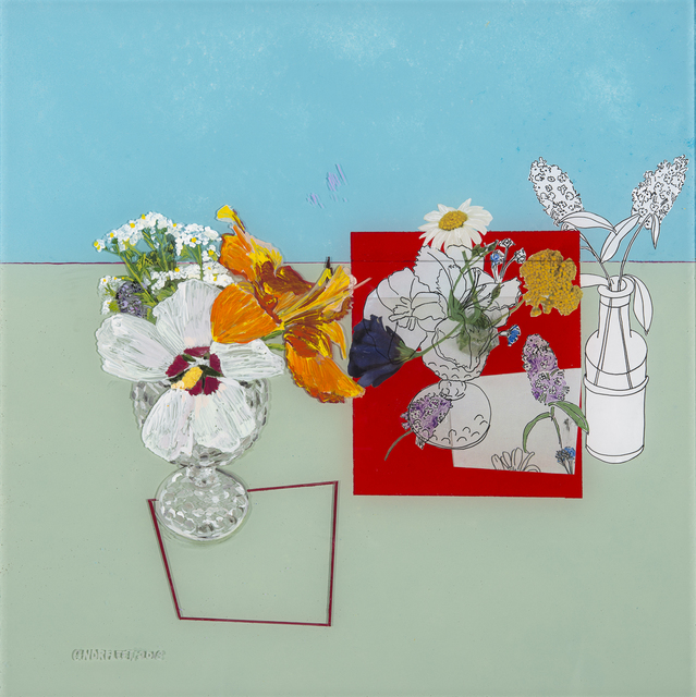 Gail Norfleet, ‘Rose of Sharon’, 2018, Painting, Acrylic, litho pencil, and paper collage on Lucite, Valley House Gallery & Sculpture Garden