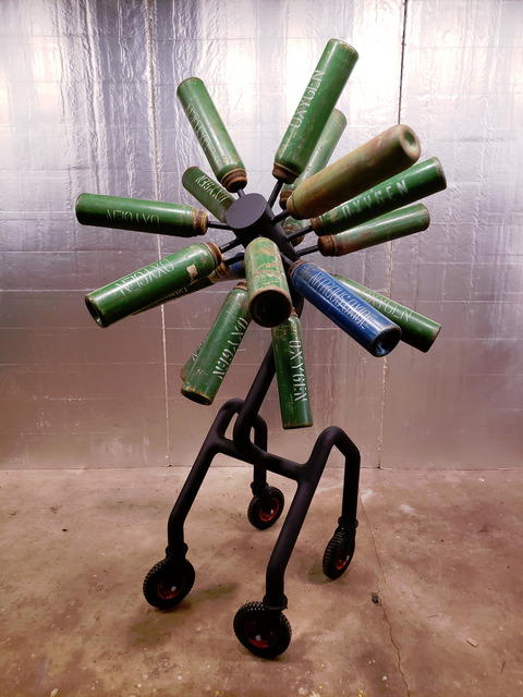 Charles Emlen, ‘Hybrid Re-Breather’, 2020, Sculpture, Painted steel and repurposed oxygen bottles, InLiquid