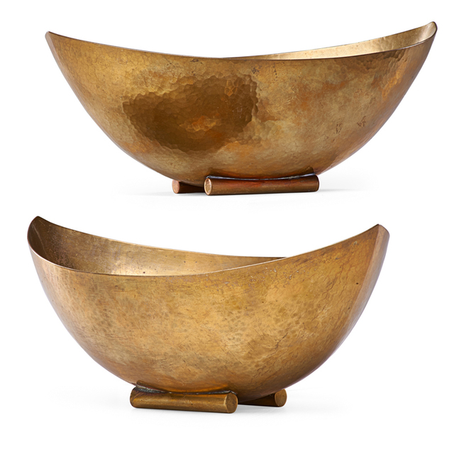 Josef Hoffmann, ‘Wiener Werkstatte, Two Bowls, Austria’, ca. 1928, Design/Decorative Art, Hammered Brass, Rago/Wright