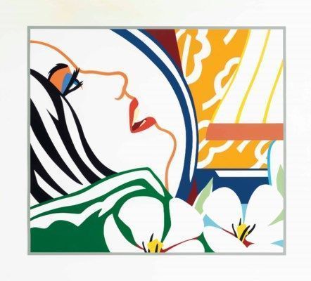 Tom Wesselman - Bedroom Face with Orange Wallpaper