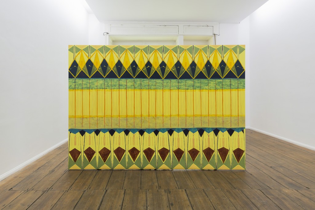 Tobias Sjöberg, Mamma och Pappa II (installation view), oil on canvas, with wooden structure, 257 x 181 cm, 2015. Tobias Sjöberg, Mamma och Pappa II (installation view), oil on canvas, with wooden structure, 257 x 181 cm, 2015.
