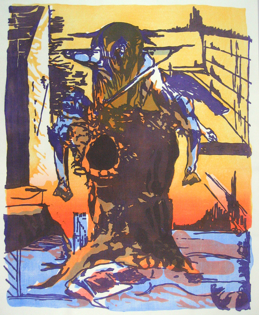Santiago Cucullu, ‘A Carved Breakfast Nook in the Style of 1950s American Baroque’, 2008, Print, Ukiyo-e style woodcut on Hosho & Woodcut on Rives BFK, Highpoint Editions