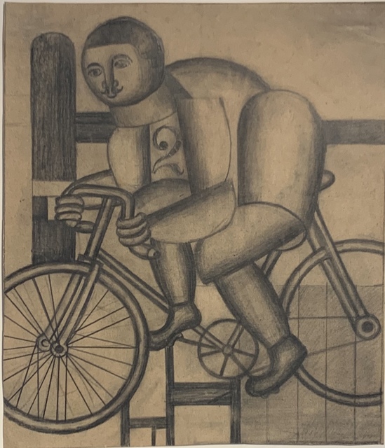 Henryk Streng/ Marek Włodarski, ‘Cyclist’, ca. 1925, Drawing, Collage or other Work on Paper, Pencil on paper, Olszewski Gallery