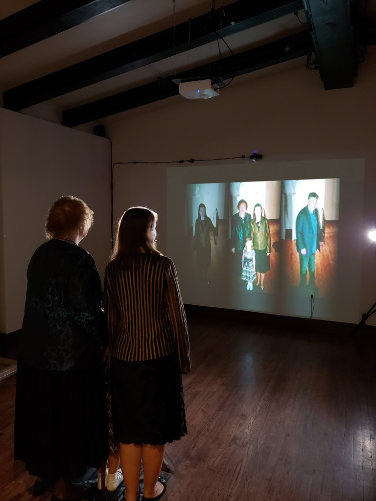 Alexandra Dementieva, Mirror's Memory (2003). Interactive installation, Camera DV, Mac G4, Video Projection in the exhibition From Non-Conformism to Feminisms: Russian Women Artists from the Kolodzei Art Foundation at the Museum of Russian Art (TMORA), Minneapolis, Minnesota, September 15, 2018 – February 10, 2019. Alexandra Dementieva, Mirror's Memory (2003). Interactive installation, Camera DV, Mac G4, Video Projection in the exhibition From Non-Conformism to Feminisms: Russian Women Artists from the Kolodzei Art Foundation at the Museum of Russian Art (TMORA), Minneapolis, Minnesota, September 15, 2018 – February 10, 2019.