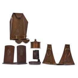 Two Pairs Of Bookends, Candle Sconce, Inkwell and Match Holder, East Aurora, NY