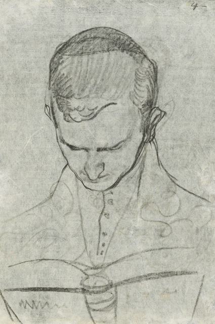 August Macke, ‘»Bildnis Walter Gerhardt, lesend«’, 1907, Drawing, Collage or other Work on Paper, Pencil on Japan paper, Ludorff