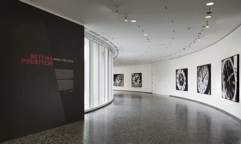 Installation view of Bettina Pousttchi: World Time Clock at the Hirshhorn Museum and Sculpture Garden, 2016. Photo: Cathy Carver Installation view of Bettina Pousttchi: World Time Clock at the Hirshhorn Museum and Sculpture Garden, 2016. Photo: Cathy Carver