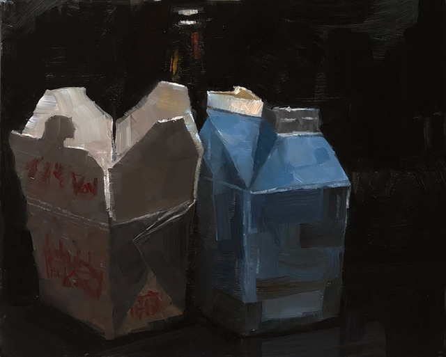 Tom Giesler, ‘Open container: paper, paper and glass’, 2019, Painting, Oil on panel, McVarish Gallery
