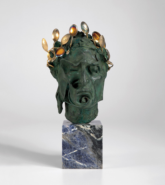 Salvador Dalí, ‘Head of Dante’, 1964, Sculpture, Patinated bronze, 18k gold-plated sterling silver and sodalite stone base., Phillips
