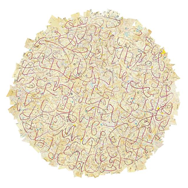 Gerhard Marx, ‘Calligraphy and Cartography’, 2015, Drawing, Collage or other Work on Paper, Cut and reconstituted map fragments on cotton paper, Goodman Gallery