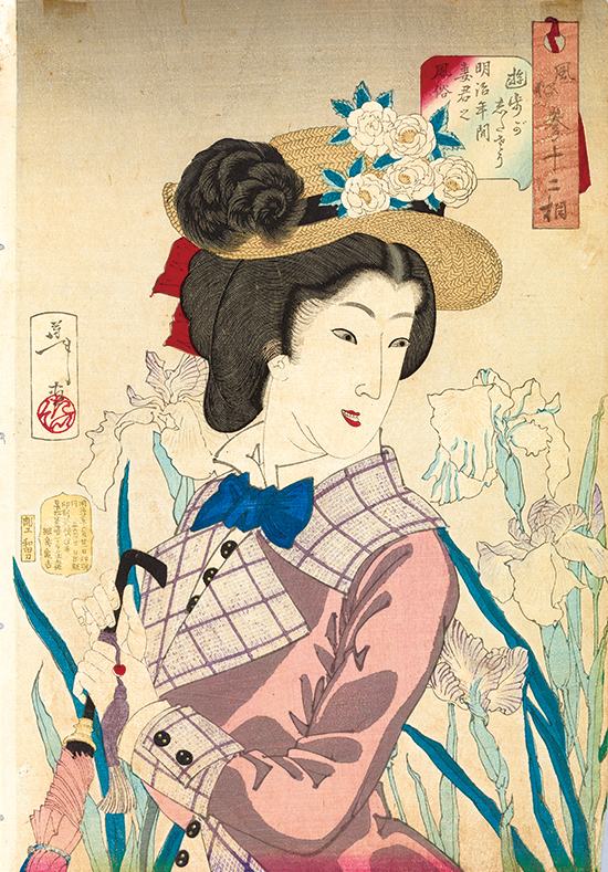 Yoshitoshi Tsukioka / Enjoying a Stroll: the Appearance of a Japanese Lady of the Meiji Era, from the Series “Thirty-Two Aspects of Women” / 1888 / Collection of the Kyoto Costume Institute (KCI) Yoshitoshi Tsukioka / Enjoying a Stroll: the Appearance of a Japanese Lady of the Meiji Era, from the Series “Thirty-Two Aspects of Women” / 1888 / Collection of the Kyoto Costume Institute (KCI)