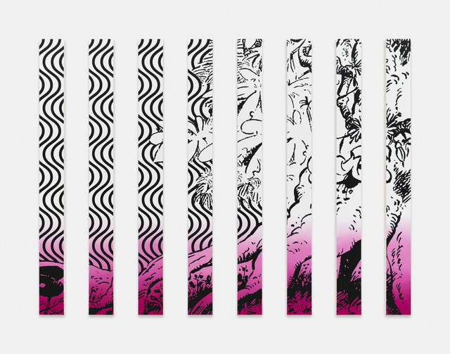Claudia Comte, ‘The Deep, Impenetrable, Mysterious Forest (curve/jungle cocktail painting in magenta)’, 2020, Painting, Acrylic on canvas, 8 parts, KÖNIG GALERIE