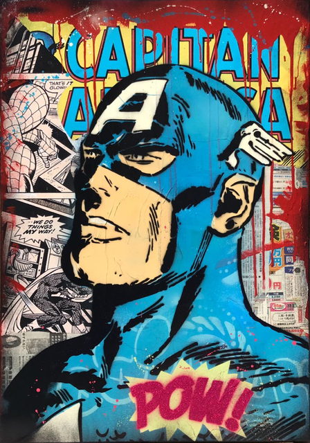 Alessio B, ‘POW Capitan America’, 2017, Painting, Mixed media on canvas, Bugno Art Gallery