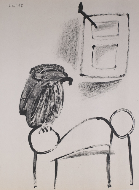 Pablo Picasso, ‘Le Hibou Au Fond Blanc (The Owl In White Background), 1949 Limited edition Lithogrph by Pablo Picasso’, 1949, White Cross
