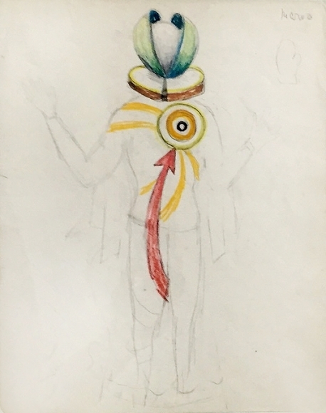 Kurt Seligmann, ‘Untitled (Study for the ballet The Golden Fleece: An Alchemistic Fantasy)’, Drawing, Collage or other Work on Paper, Pencil and crayon drawing on paper, Dean Borghi Fine Art