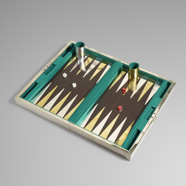 ‘Backgammon set’, c. 1980, Other, Silver, goldplate, mahogany, felt, Rago/Wright