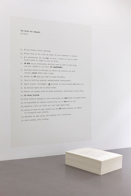 Peter Liversidge, ‘Rules for Iceland’, 2014, i8 Gallery