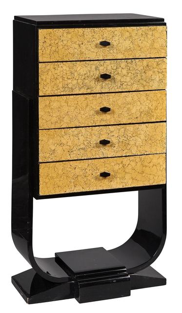 Art Deco Eggshell And Black Lacquer Chest Of Drawers 1930s 1940s
