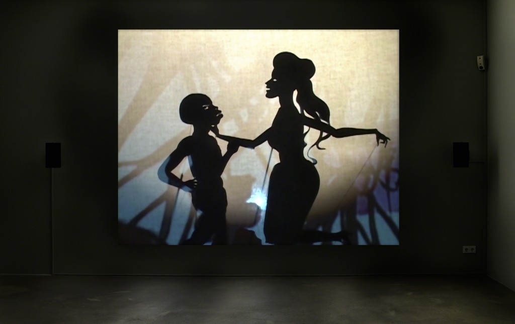 Installation view, Kara Walker, Fall Frum Grace, Miss Pipi's Blue Tale (Film Still), 2011, Video (color, sound);
© Kara Walker, Courtesy Sprüth Magers and Sikkema Jenkins & Co., Photography: Timo Ohler Installation view, Kara Walker, Fall Frum Grace, Miss Pipi's Blue Tale (Film Still), 2011, Video (color, sound);
© Kara Walker, Courtesy Sprüth Magers and Sikkema Jenkins & Co., Photography: Timo Ohler