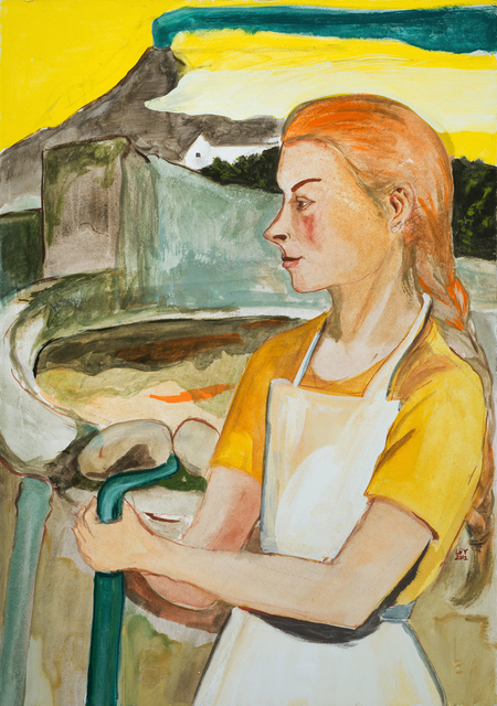 Rosa Loy, ‘Warnung’, 2012, Drawing, Collage or other Work on Paper, Casein on paper, McClain Gallery