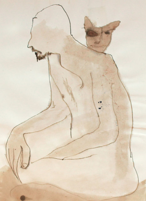 Lawrence Ferlinghetti, ‘Hunter's Point Model, 8/24/97 - 2 ’, 1997, Drawing, Collage or other Work on Paper, Ink, wash on paper, Rena Bransten Gallery