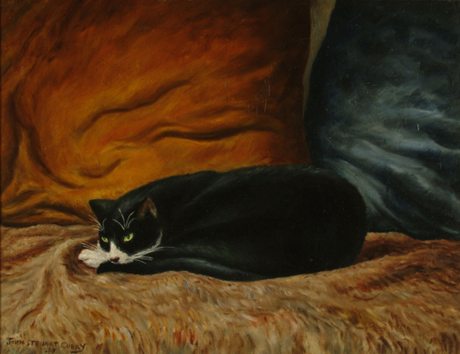 John Steuart Curry, ‘Black Cat Sleeping’, Painting, Oil on canvas, Kiechel Fine Art