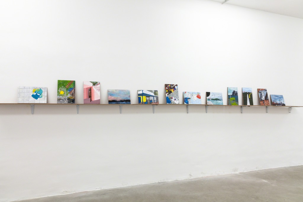 Liliane Freiermuth, New York, London, Istanbul, Tokio, Hong Kong, Daily routine during my journey, 2014, Installation, wood, oil on multiplex | image: ©dasesszimmer Liliane Freiermuth, New York, London, Istanbul, Tokio, Hong Kong, Daily routine during my journey, 2014, Installation, wood, oil on multiplex | image: ©dasesszimmer