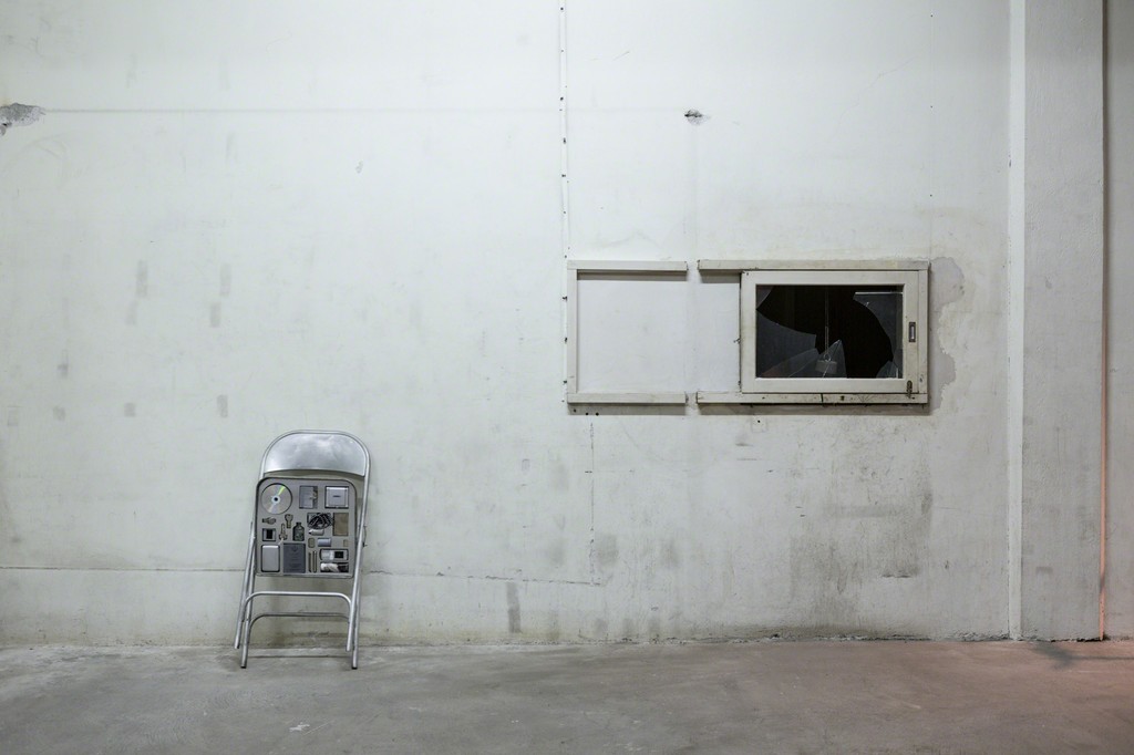 Installation: From left to right, Metal Chair, by Nazgol Ansarinia, 2013, From the "Paranoid" collection by Carol Christian Poell, 2012. Photography: Antonis Minas Installation: From left to right, Metal Chair, by Nazgol Ansarinia, 2013, From the "Paranoid" collection by Carol Christian Poell, 2012. Photography: Antonis Minas