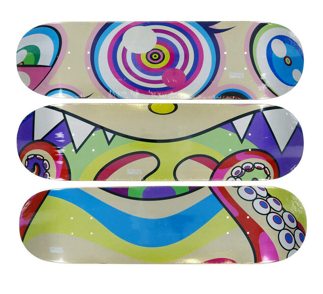 Takashi Murakami, ‘Complexcon Skateboard decks set of 3’, 2017, Print, Screenprint on wood, EHC Fine Art Gallery Auction
