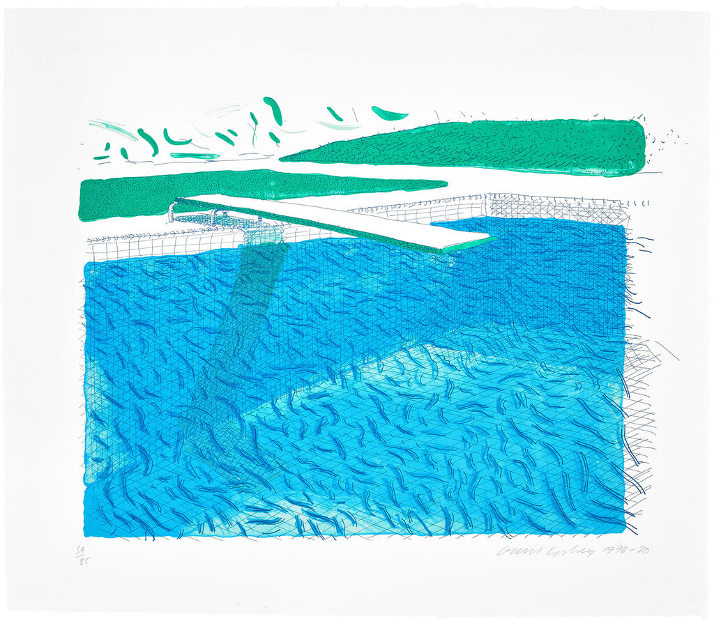David Hockney - Lithographic Water Made of Lines, Crayon, and Two Blue Washes (T.G. 252, M.C.A.T. 209)